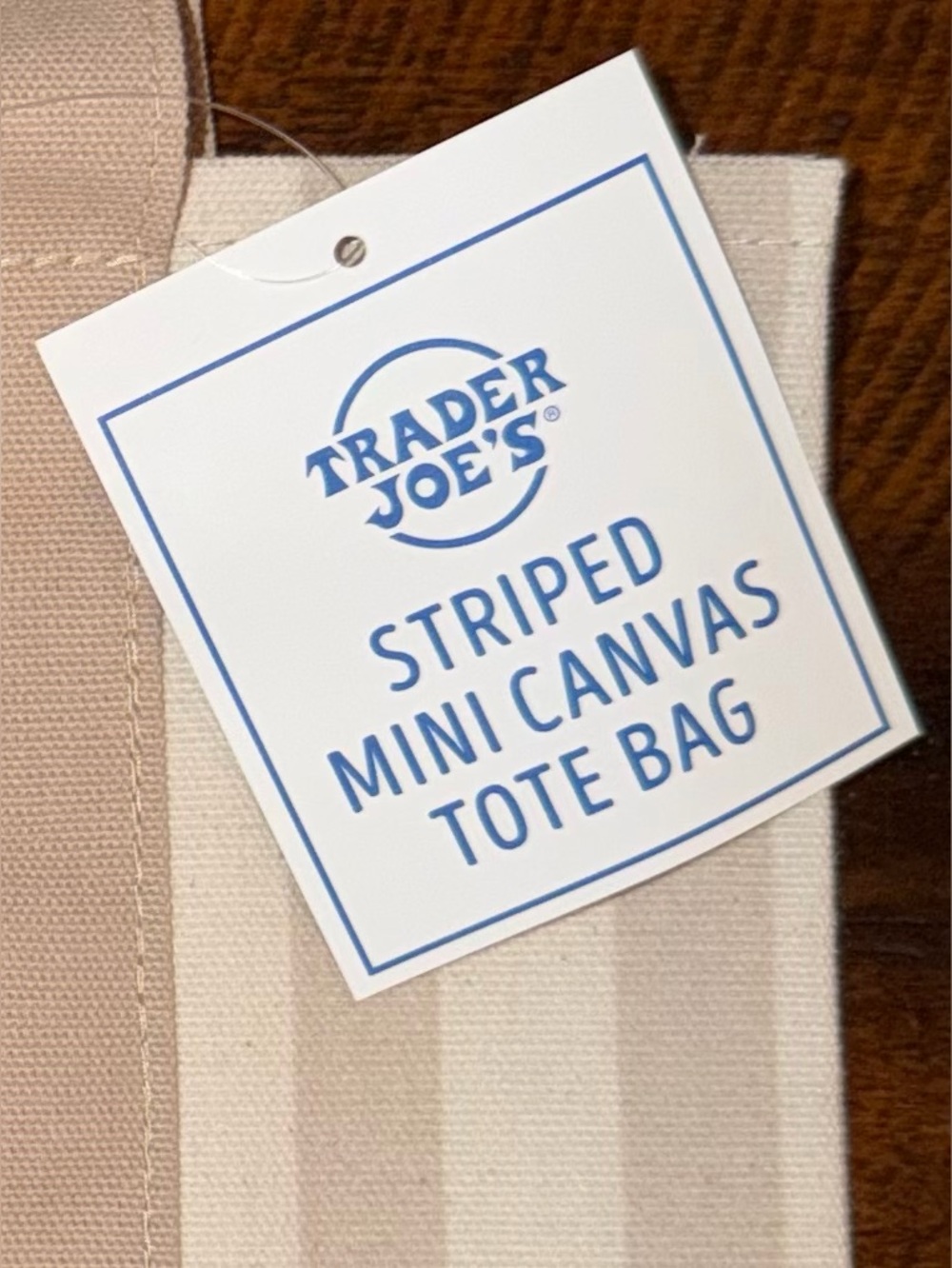 MINI NWT Trader Joe’s Summer Striped Mini Canvas Tote Bag - Cream & Beige - Picture 4 of 5